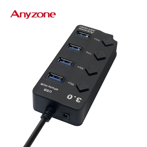 애니존 USB 3.0 무전원 개별스위치 USB 4PORT 허브 ANY-HUB1