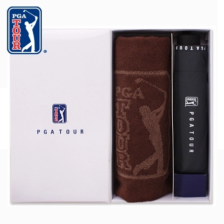 PGA 3단 로고 바이어스 우산 + 170g 죽사 타올세트