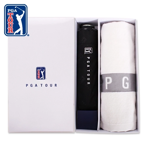 PGA 3단 엠보 선염 우산 + 130g 면사 타올 우산 선물세트