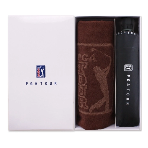 PGA 3단 로고 바이어스 완전 자동우산 + 170g 죽사타올세트