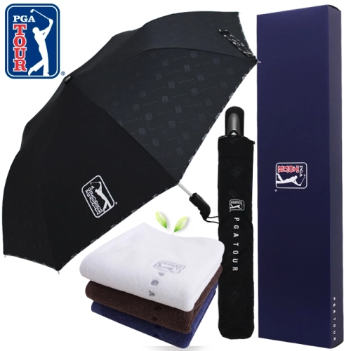 PGA 2단 엠보 선염 바이어스 완전자동 우산 + 150g 세면타올세트