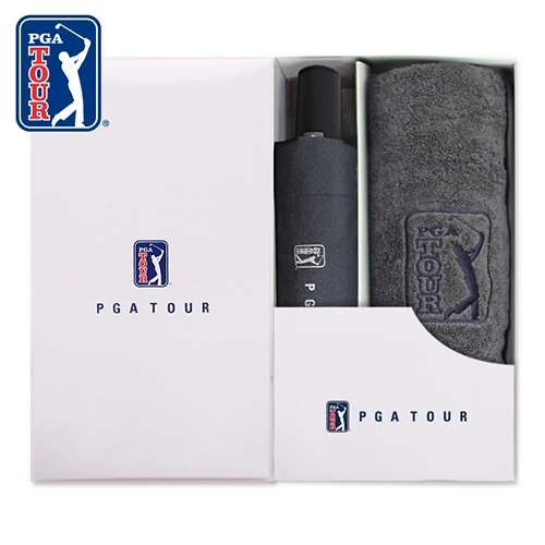 PGA 3단 완전자동 블랙 메탈 우산 + 190g 호텔타올세트