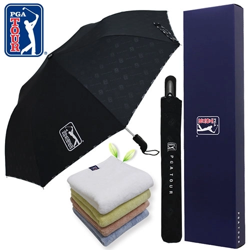 PGA 2단 엠보선염 바이어스 완전자동 우산+ 180g 모달사 타올세트