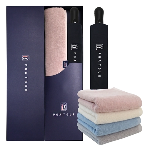 PGA 3단 70 무지 완전 자동우산 + 200g 코마사 타올 세트