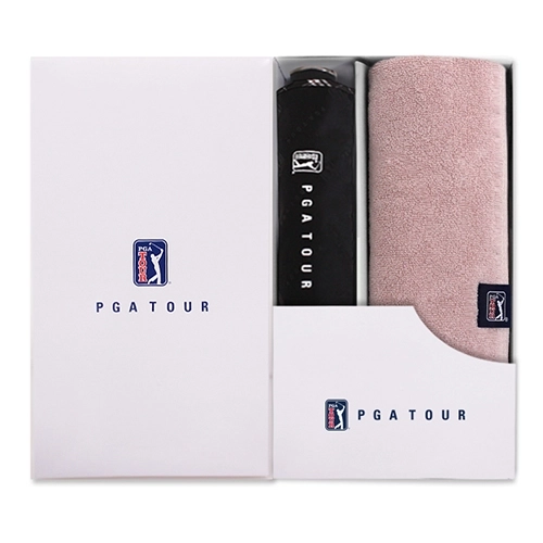 PGA 3단 수동 엠보선염 바이어스 우산 + 200g 코마사 타올 세트