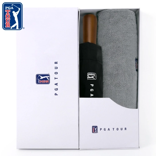 PGA 3단완전자동 빈티지우드+260g 코마사 면사타올 세트