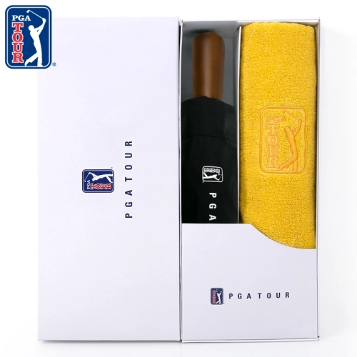 PGA 3단완전자동 빈티지우드+170g 면사타올 세트