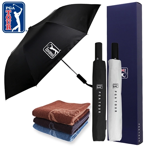 PGA 2단완전자동 암막 우양산+170g 죽사타올 세트