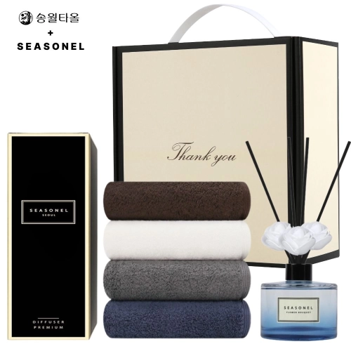 시즈넬 호텔 선물세트 디퓨저 120ml+송월 호텔용 헤비무지 190g
