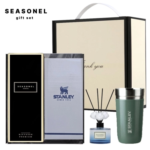 시즈넬 선물세트 고급 블루 디퓨저 120ml + 스탠리 고진공 텀블러 473