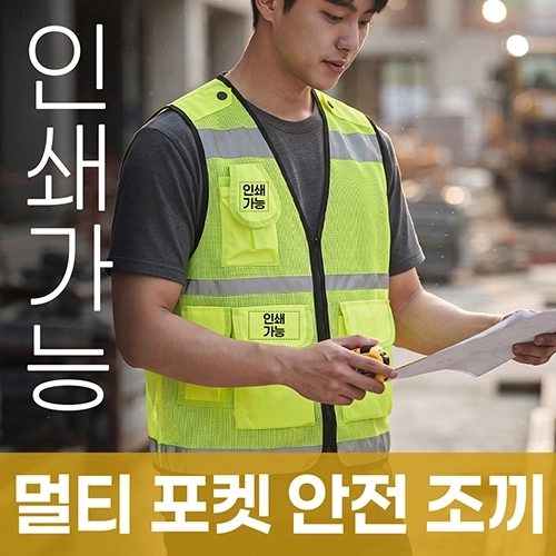 멀티 포켓 안전 조끼 주문제작 전사인쇄