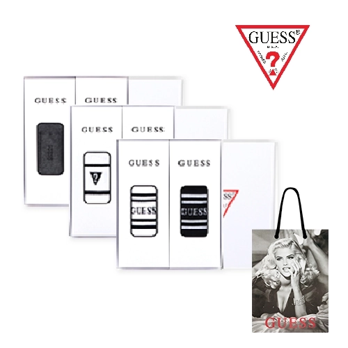 게스 남성 중목 양말 2족 세트 + 게스쇼핑백
