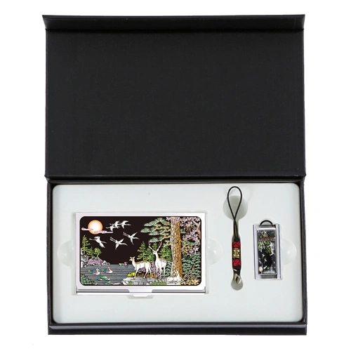 채색십장생 자개 명함케이스+채색십장생 자개 USB 2종 세트