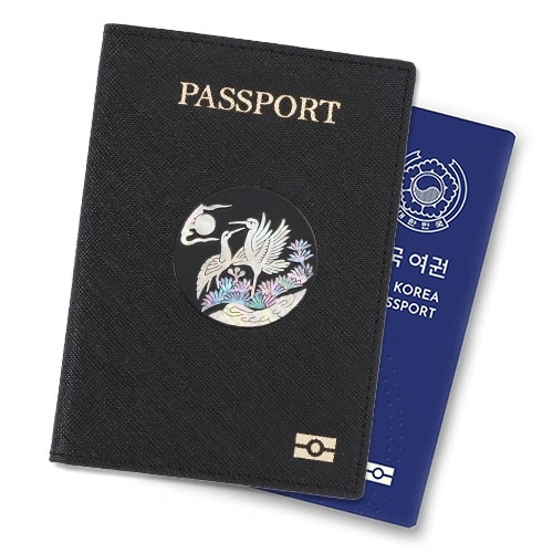 송학 나전 사피아노 소가죽 여권지갑