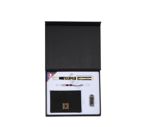 한글 볼펜+완자문 소가죽 명함지갑+한글 자개 USB 3종 세트